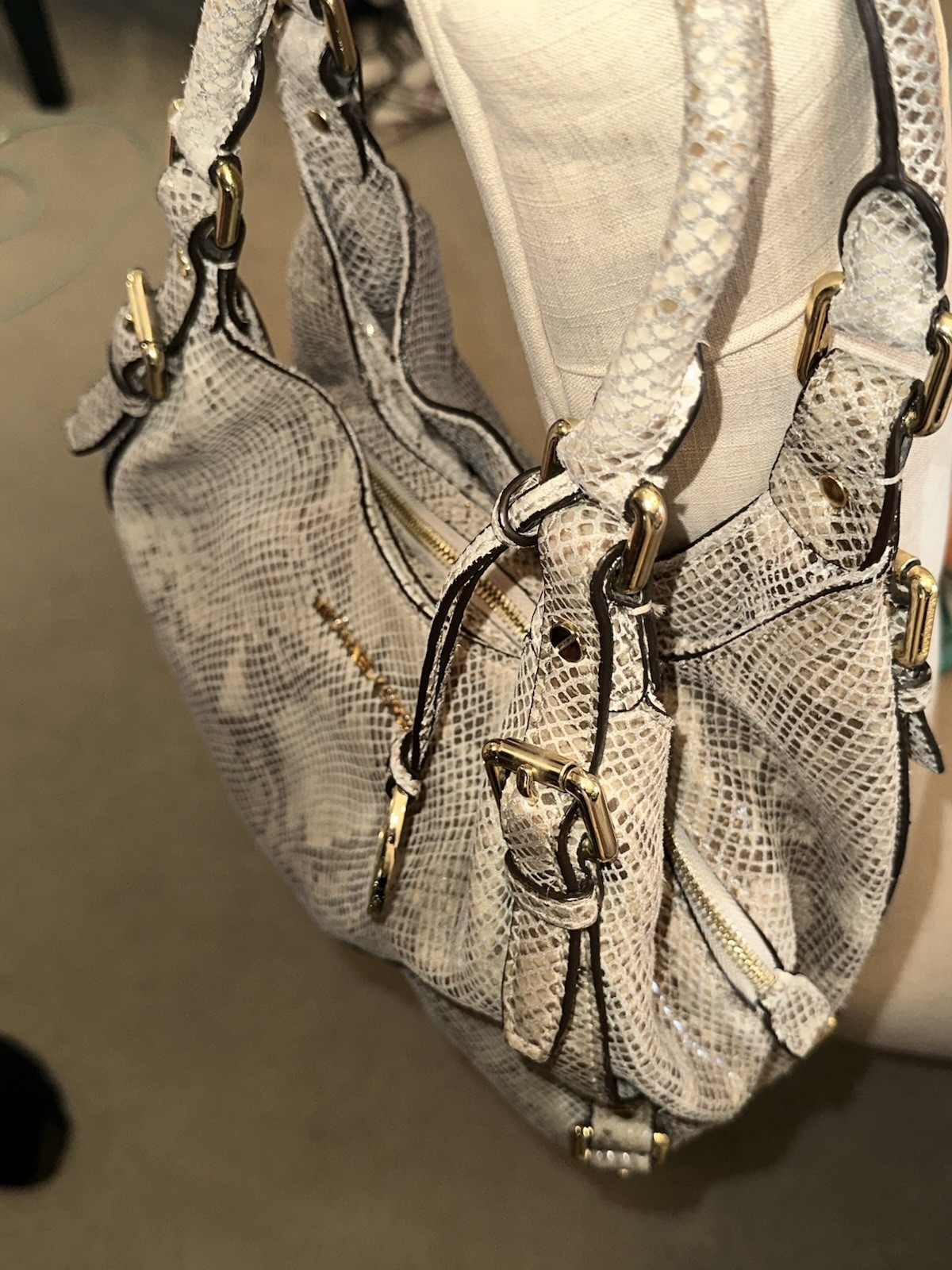 Michael Kors Bedford Med Python Snake Embossed Le… - image 4