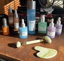 GoPure Facial Lot of 8  & Jade Serpentine Roller & Gua Sha Opened *READ*