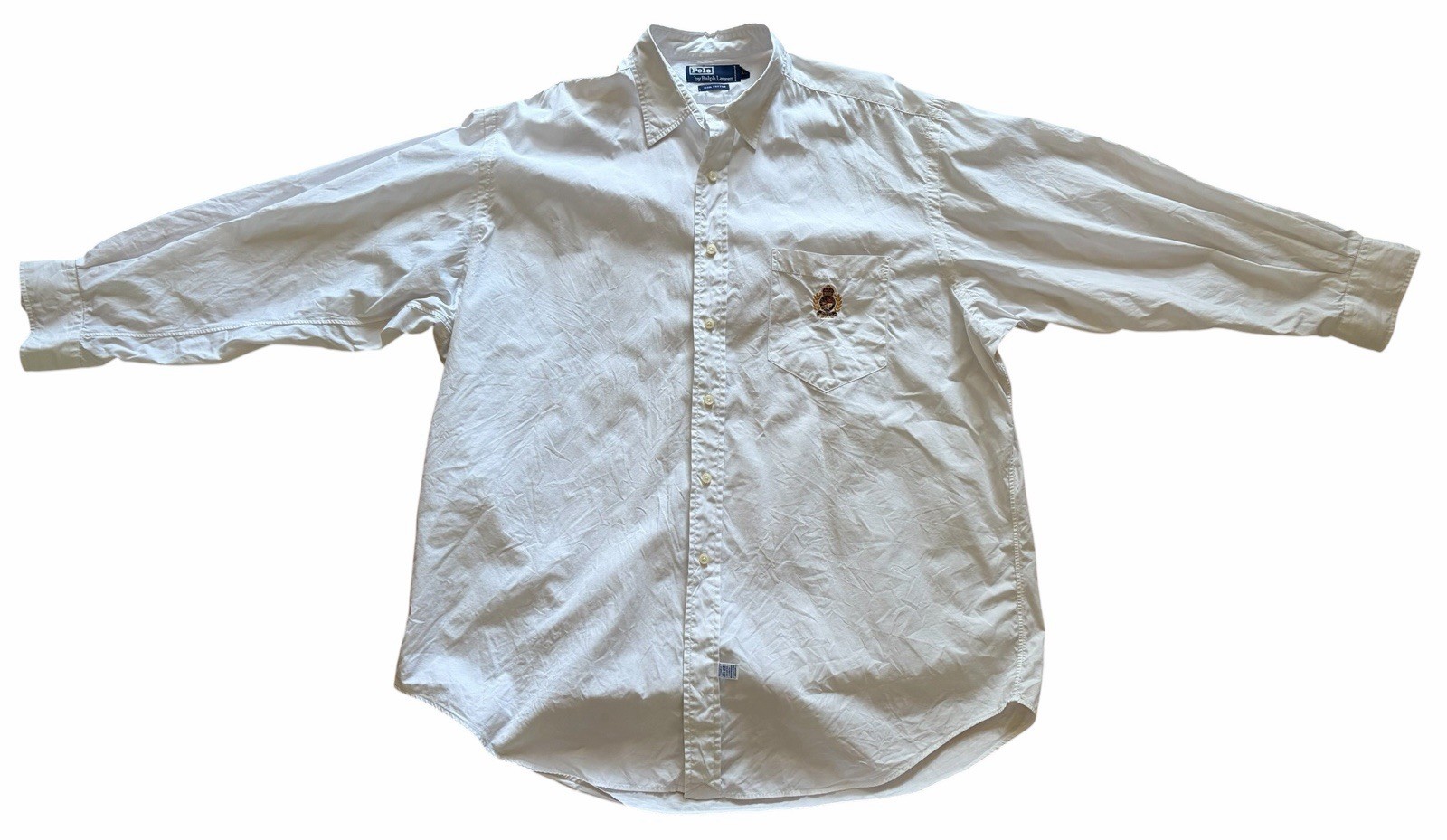 Vintage Polo Ralph Lauren Button Up Shirt Mens XL White Pocket Crest Shield Logo
