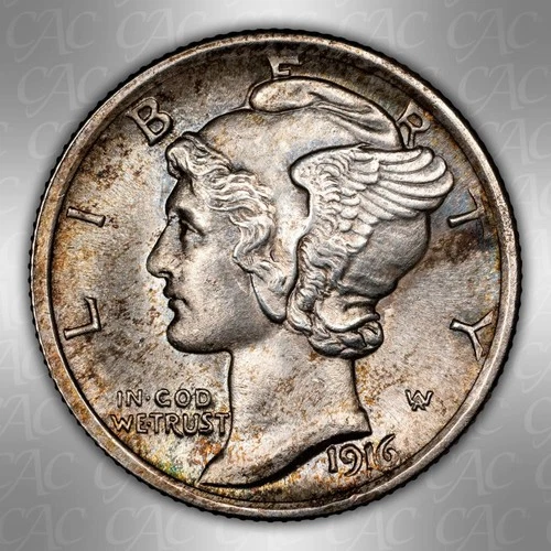 1916 Mercury Dime CACG AU-58FB CAC