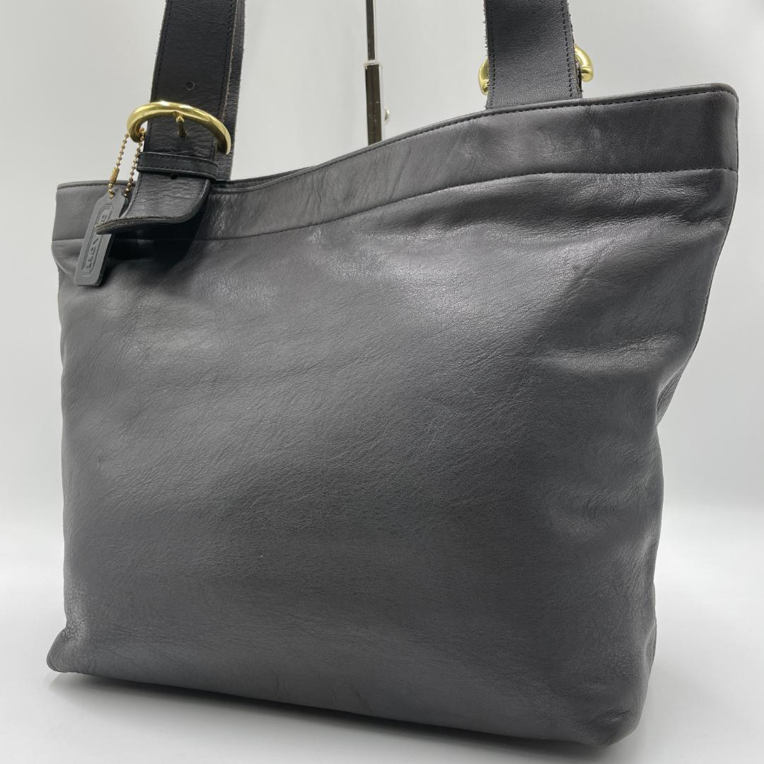 OLD COACH Vintage Shoulder Tote Bag Leather 4140 Black Used From