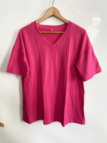 UK Womens V Neck Blouse Summer Casual Baggy Loose T Shirt Tee Tops Tee Plus Size - Picture 35 of 40