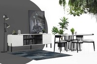 *Esszimmer Gruppe Esstisch StüHle Sideboard Tisch Holz Set 8Tlg Weiß