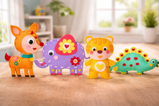 Kids Sewing Kit Felt Animals 8 Projects DIY Craft Beginner Ages 6+ Girls Boys UK