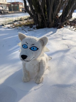 Handmade felted Silver Wolf Chimera Plush, Fate Strange Fake Inspired 