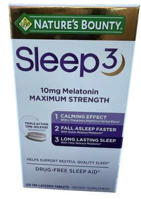 Nature's Bounty Sleep3 10mg Melatonin 120 Tablets ** Sleep 3 **