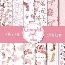 Pink Cowgirl Scrapbook Paper Pad   8.5 x 8.5 ...