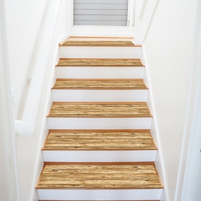[ Products]7/15pcs Wood Grain Pattern Stair Mats, Soft And Durable, Machine Wa