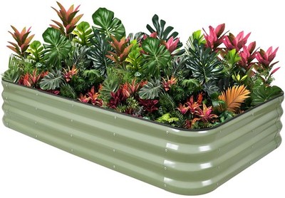1MORE Raised Garden Bed -5X3X1 Galvanized Planter Box for Outdoor Gardening,4