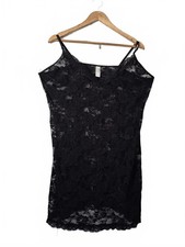 Delta Burke Ladies Black Lace Chemise Nightwear Slip Dress Adjustable