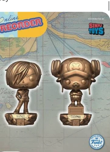 FUNKO POP! One Piece Bronze Funko Statue Sanji #2017 and Chopper #2018 New