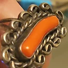 GORGEOUS Vintage Native American Womens Sterling Silver Mediterranean Coral Ring