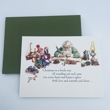 Vintage Hallmark Unused Christmas Cards Set Of 10 Cards 11 Envelopes-Santa