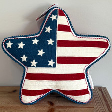 Stars and Stripes Patriotic Star Shaped American Flag Decorative Pillow NWT