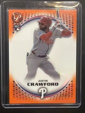 JUSTIN CRAWFORD, ORANGE ROOKIE CARD 188, 2026 TOPPS PRISTINE, 12/25. rookie card picture
