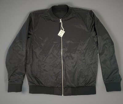 Fresh Clean Threads Bomber Jacket Black Water Resistant Zip Men's Size M