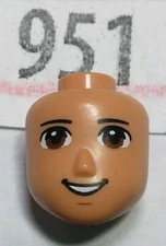 LEGO Friends Mini Doll Minifig Head Brown Eyes Boy Guy Man Face Open Smile 951