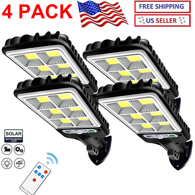 4PCS Outdoor Solar Wall Light LED Motion Sensor Bright Flood Street Lamp 3 Modes