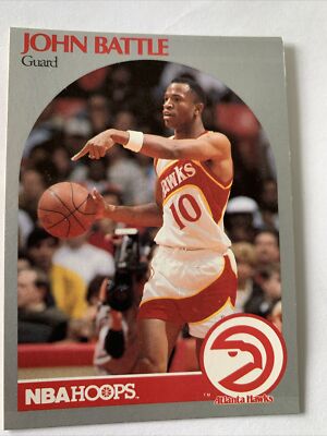 1990-91 Hoops Basketball Card #27 John Battle Atlanta Hawks NmMt