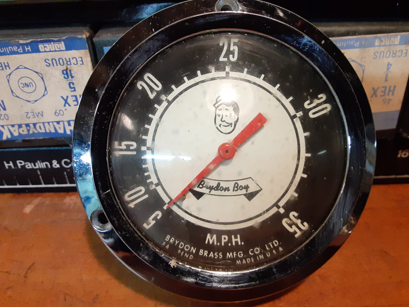 Vintage Brydon BrassMarine Wood Old Boat Parts Speedometer Gauge eBay