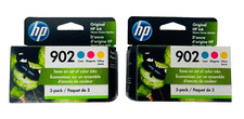 Genuine 3-Pack HP 902 Color C/M/Y Ink T0A38AN NEW SEALED BOXES Lot of 2 