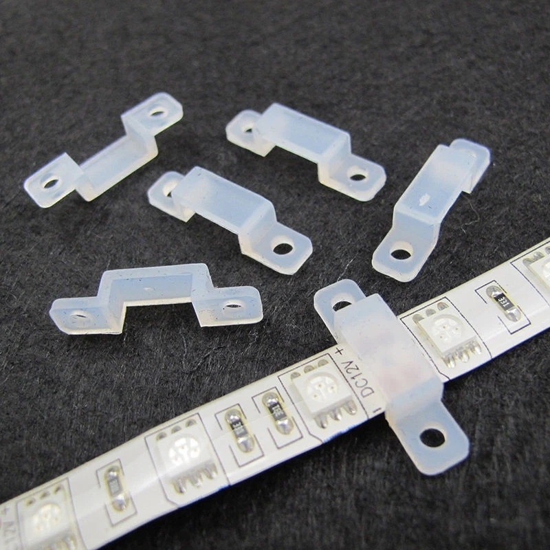 50x LED Strip Mounting Clips 10mm Brackets Holders Plastic Silicone Screw Holes - Image 2 of 4
