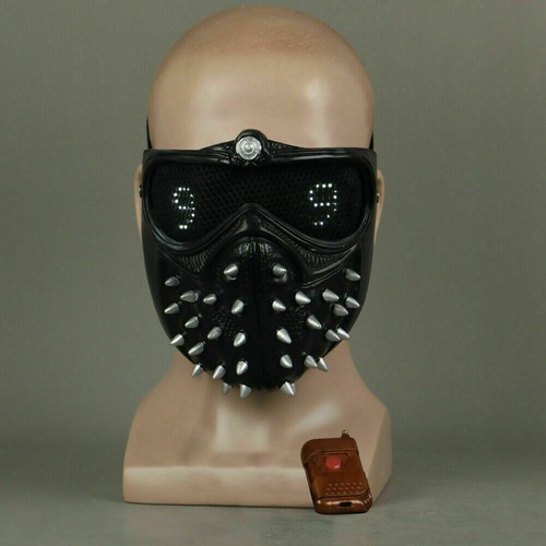 Watch Dogs 2 Mask Cosplay Marcus Wrench LED Remote Control Rivet Halloween Props - Picture 4 of 12