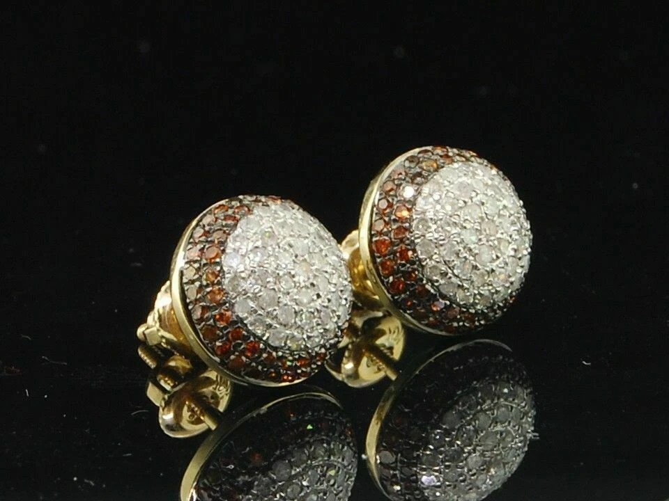 Pendientes redondos de cuarzo ahumado de 1,50 quilates con racimo de diamantes enchapados en oro amarillo de 14 quilates Foto 4 de 4