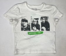 American Eagle Nirvana 1991 Crop Baby Tee Graphic T-shirt Women Small AE Band