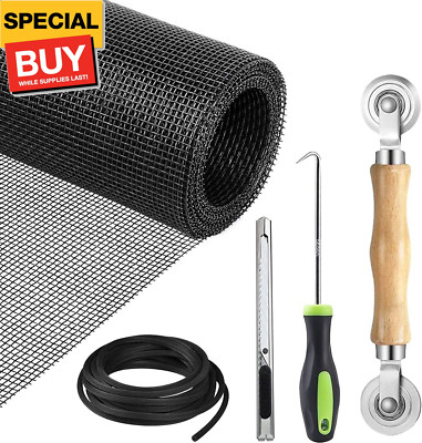Window Screen Replacement Kit, 59''x106'' Window Screen Mesh with 32Ft Spline/Roll