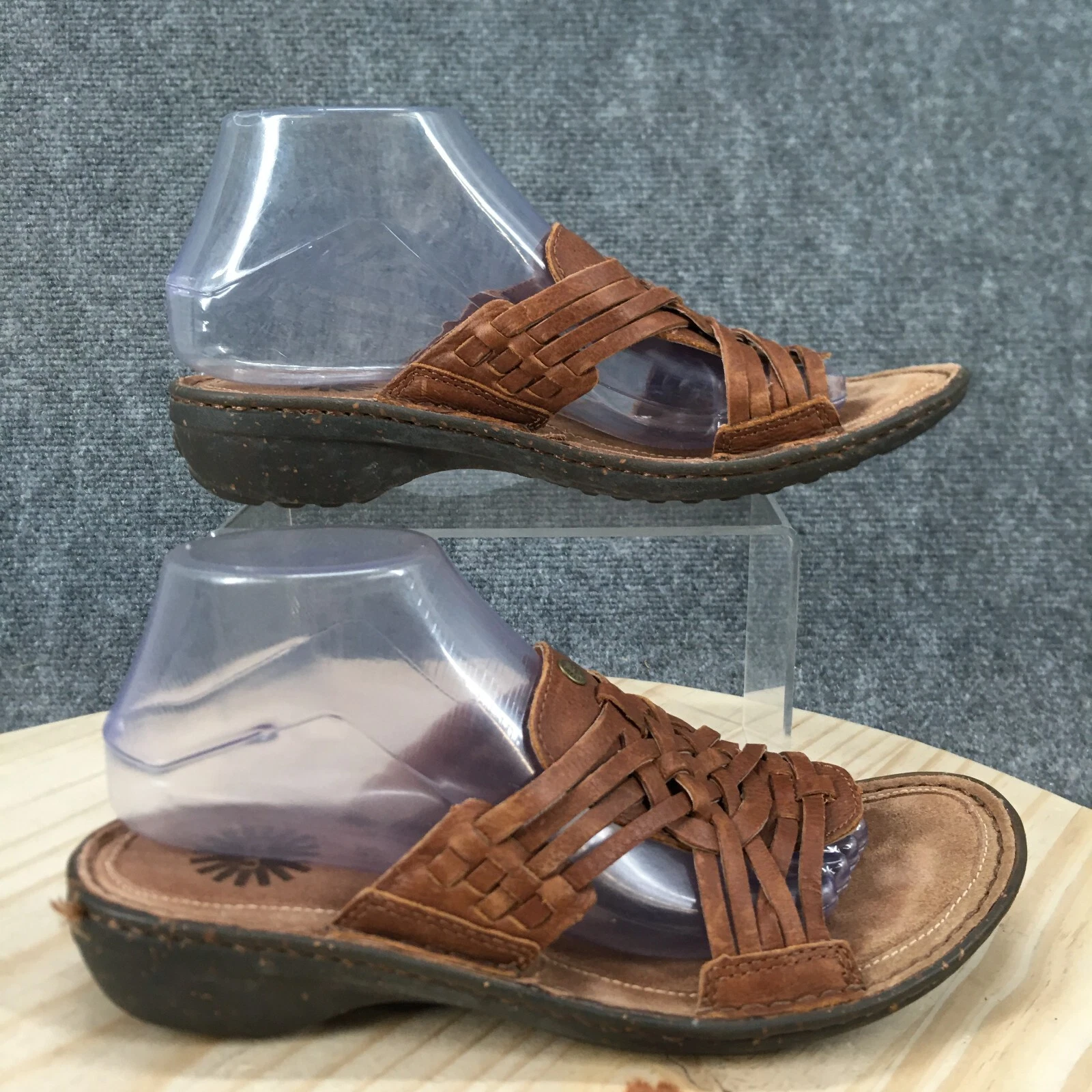 UGG Sandalo donna 8 marrone Keala intrecciato punta aperta slip on casual pelle 1006539