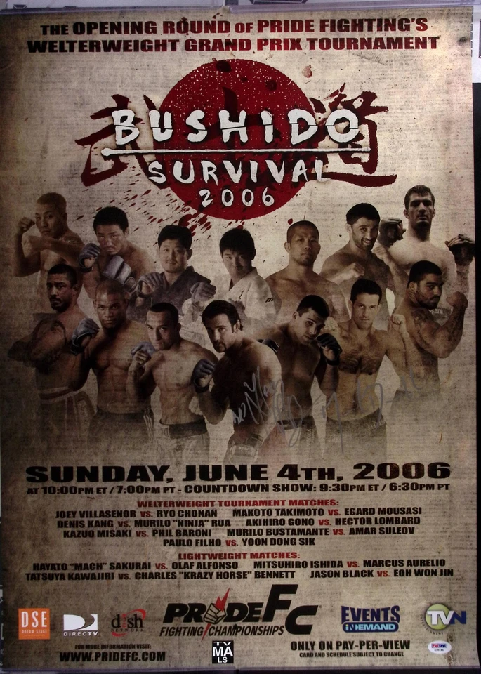 Phil Baroni & Murilo Bustamante Signed Pride FC Bushido 11 20x28 Poster PSA/DNA - Image 3 of 4