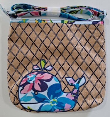 Vera Bradley Marian Floral Straw Beach Crossbody Bag Sku #15