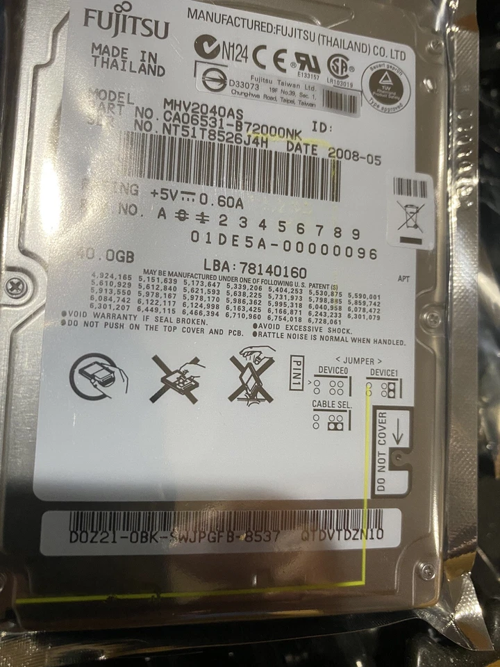 New Fujitsu MHV2040AS 40GB 5400RPM 8MB Cache IDE Ultra ATA100 2.5in HDD New - Image 2 of 2