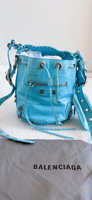 $2350 Balenciaga Women's Le Cagole Xs Bucket Bag Crocodile