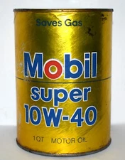 Vintage Mobil Motor Oil Super 10w-40 Gas Station Advertising Can