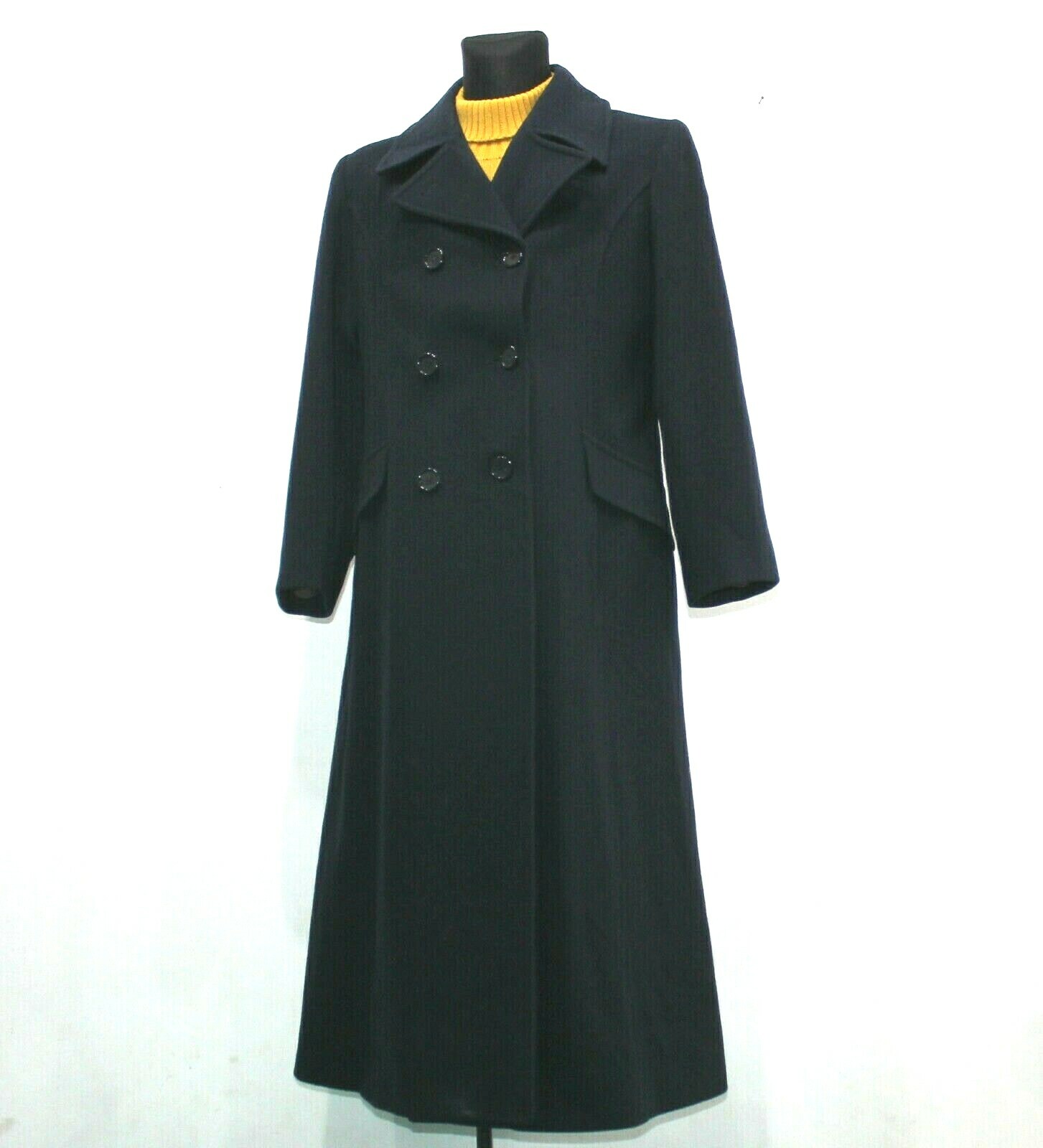 JONES NEW YORK Wool Coat Double Breasted Dark Navy Womens Overcoat UK 12 / 14 image 2