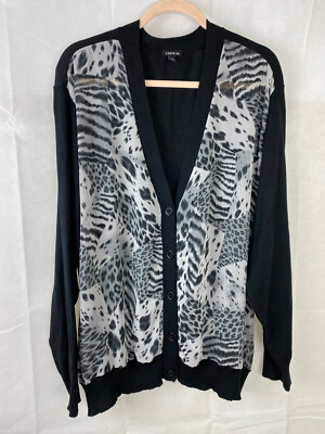 Schwarze Langarm-Strickjacke von Torrid Größe 26 UK 4XL mit Bluse vorne