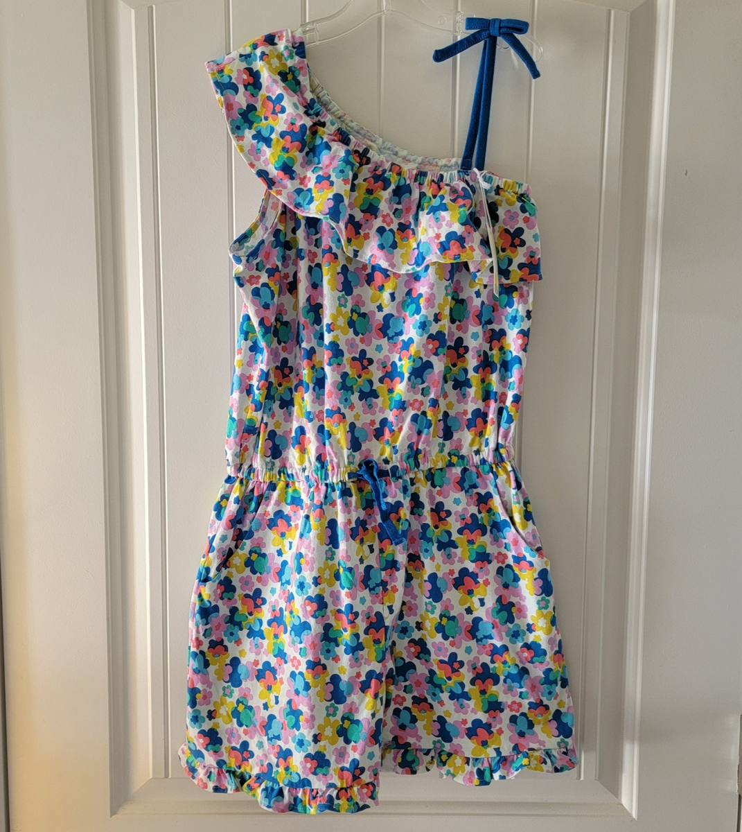 Mini Boden Girls Size 11-12 Y Multicolor Floral Jumpsuit Romper