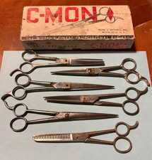 Vintage Lot of 6 Professional Barber Cutting Scissors German thinning