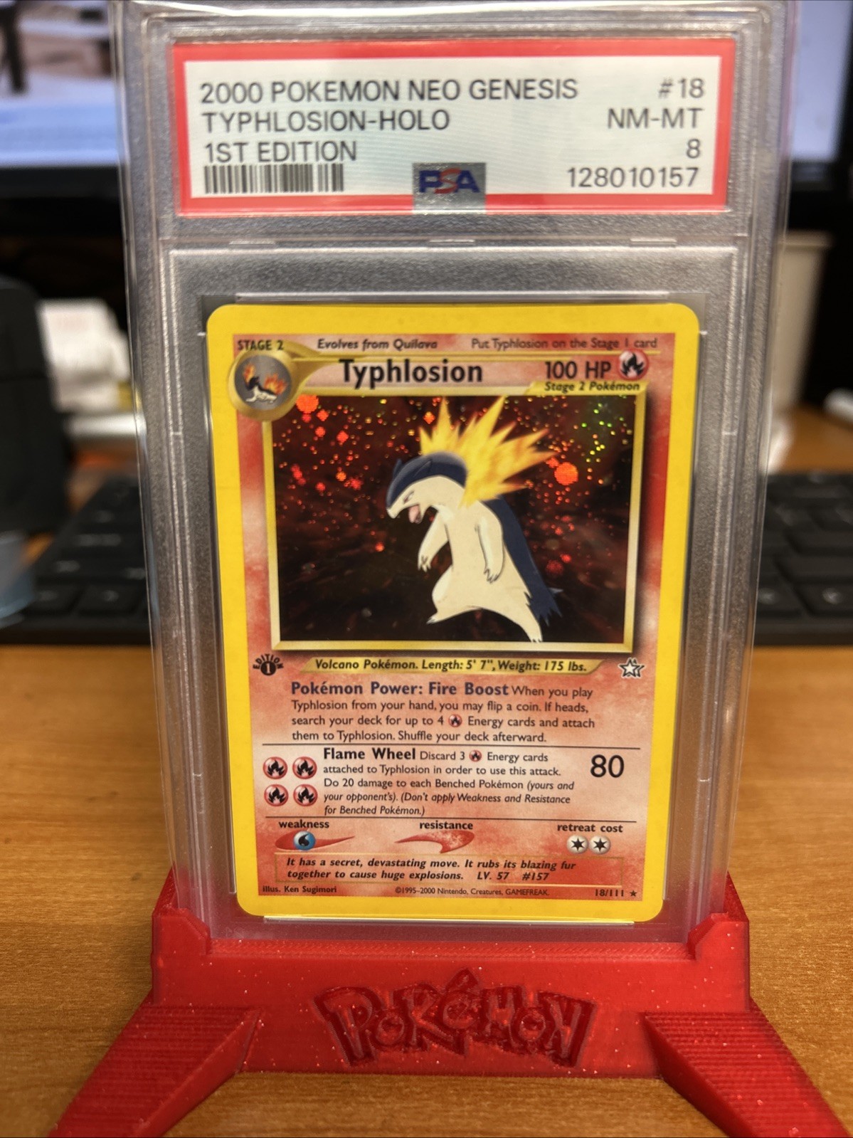 PSA 8 1st Edition Holo Typhlosion WOTC Neo Genesis Pokemon Card 18/111