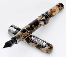 Conklin Crescent Orange Medley & Gunmetal Trim Fountain Pen - Fine Nib - NEW