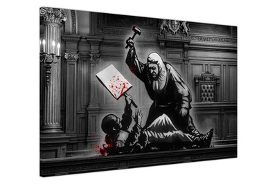 Banksy Richter schlägt Demonstranten Graffiti Gerichtsszene Leinwand Wandbilder