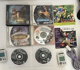 Authentic Sega Dreamcast Console, 2 Controllers & 8 Games Bundle