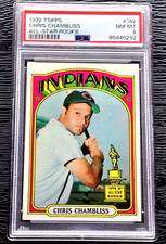 1972 TOPPS CHRIS CHAMBLISS ROOKIE BASEBALL CARD #142 *CENTERED* PSA 8 NRMT-MINT