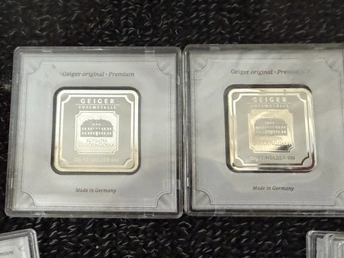 Geiger Edelmetalle 50g 999 Silver Bar Bullion Schloss Güldengossa Germany