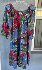 Vintage Hilo Hattie Hawaiian Muumuu Dress Tropical Floral Sz M One Pocket READ
