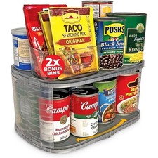 2 Tier Turntable Organizer for Canned Goods 360 Degree Rotating Kitchen Cabinet