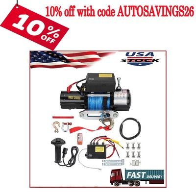 12000LBS Electric Winch 12V Synthetic Cable Truck Trailer Towing Off-Road 4WD S