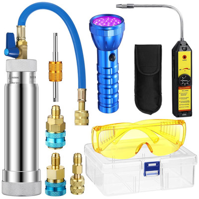 AC Leak Detector Kit, R1234Yf R134A R410A AC Oil UV Dye Injector Kit Refrigerant